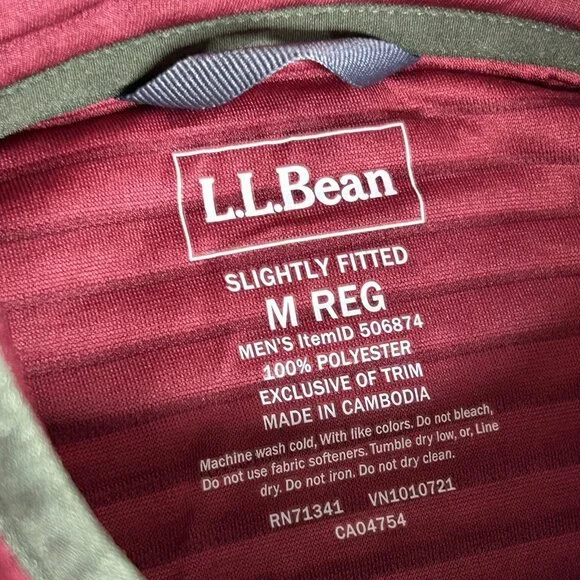 L.L. Bean Pullover Mens Medium Airlight Knit Red Textured Snap Mock Neck Casual - Picture 3 of 11